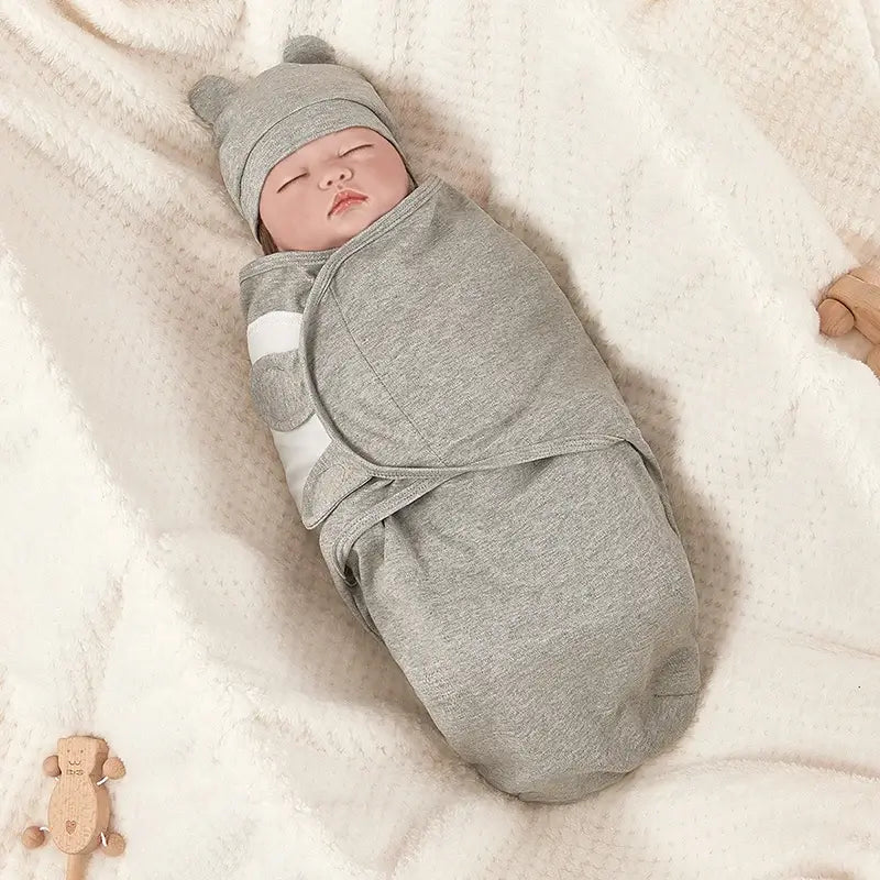 Cotton Baby Swaddle Blanket and Hat Set – Soft, Breathable, and Adorable Newborn Essentials (0-3 Months)