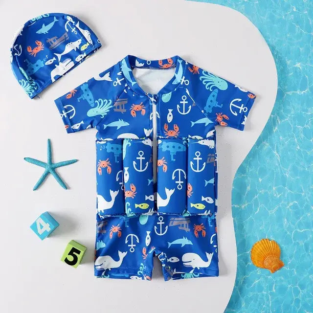 Splash & Play: Cartoon Float Rash Guard Swimsuit