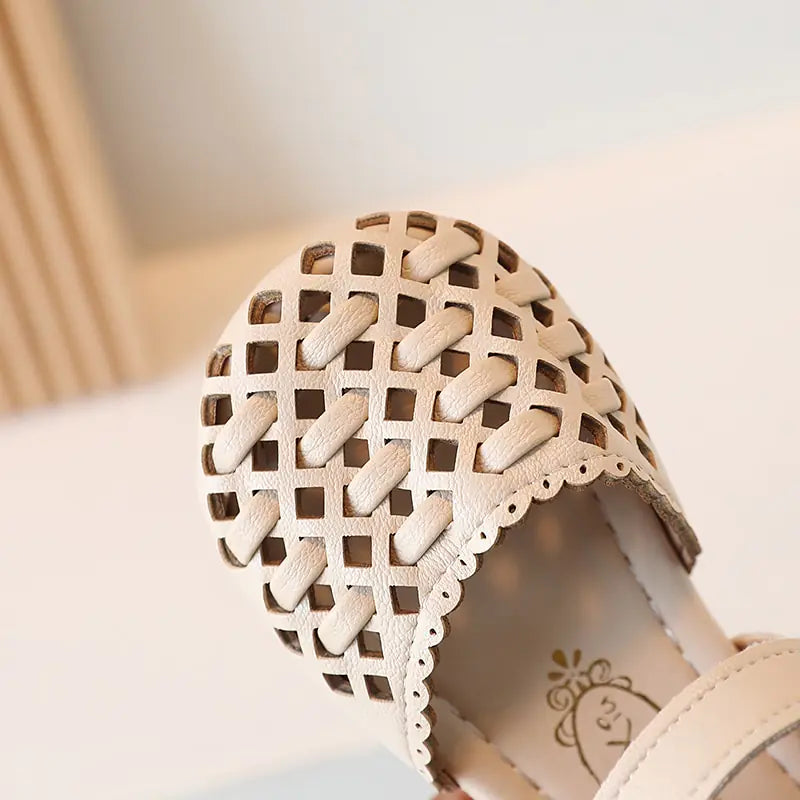 Little Girl Soft PU Leather Sliders with Chic Detailing