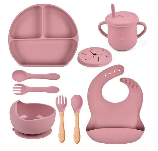 8Pcs/Set Silicone Children Tableware – Safe, Colorful, and Durable Mealtime Essentials