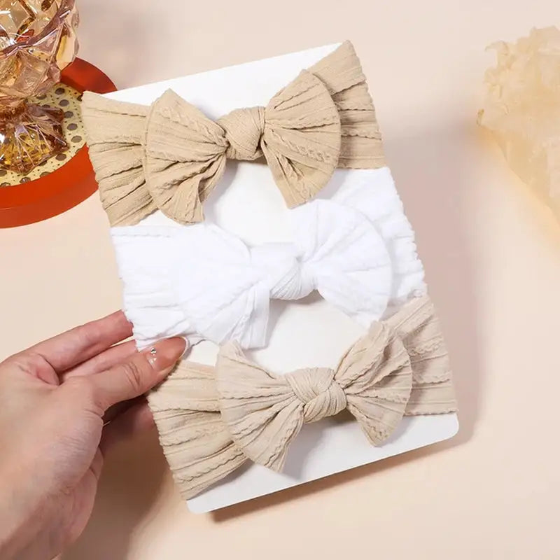 3-Piece Cable Knit Baby Headbands Set for Girls