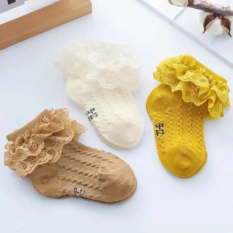 Ruffled Lace Ankle Socks for Girls
