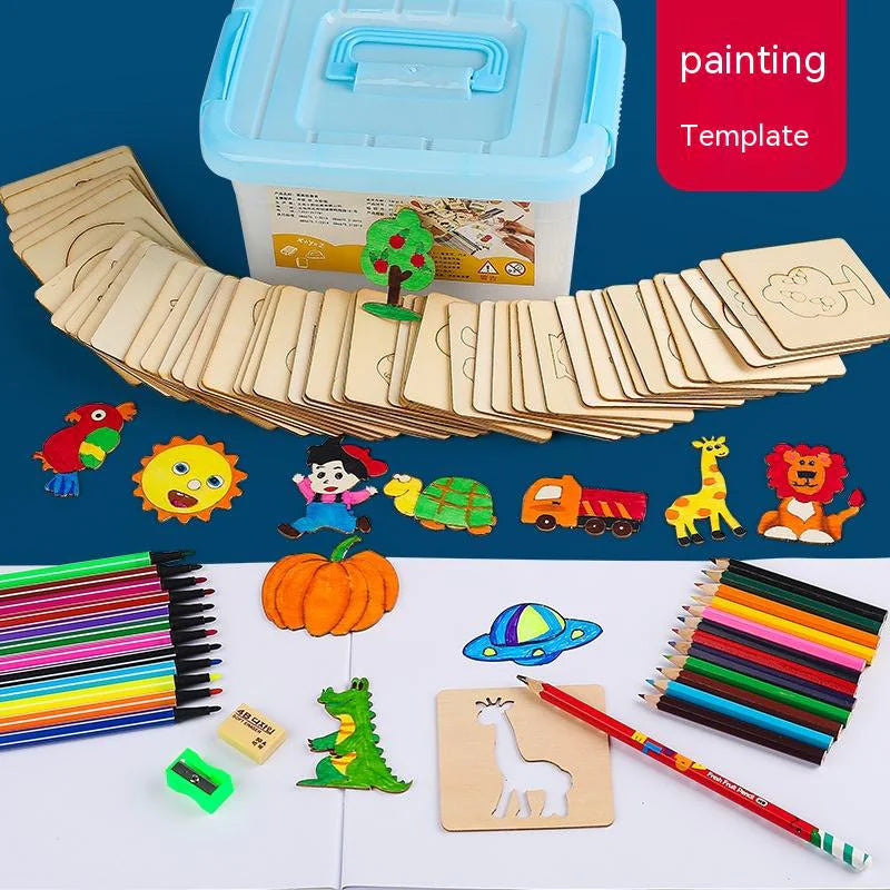Wooden Drawing Template Set – 20-Piece Creative Art Kit for Kids