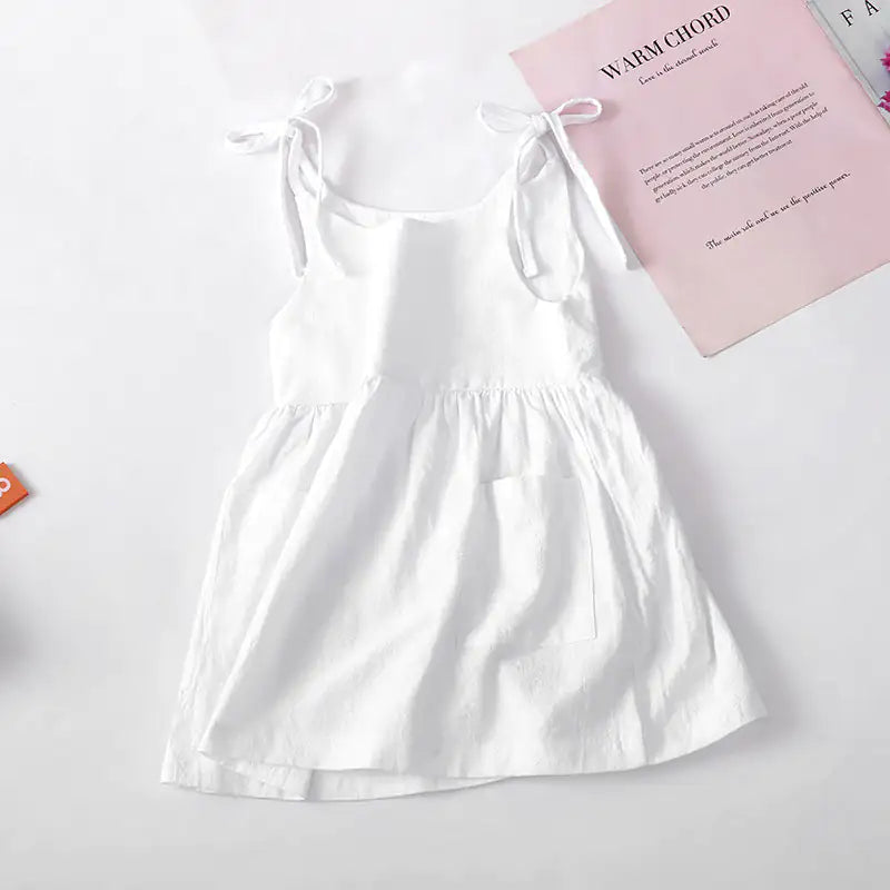 Minimalist Solid Color Cotton Dress for Girls