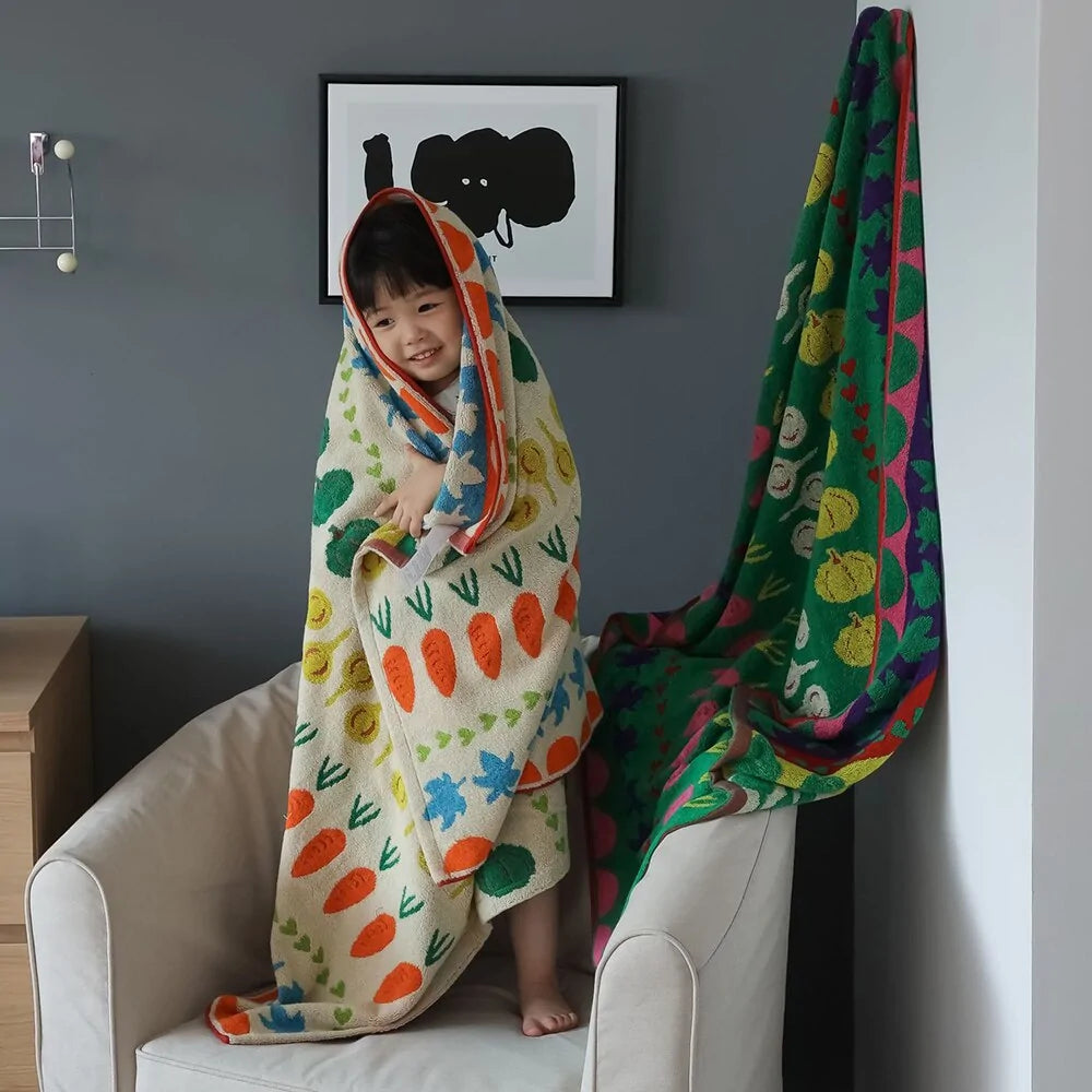 Kids Thick Absorbent Beach Towel - Soft Long-Staple Cotton for Comfort and Quick Drying