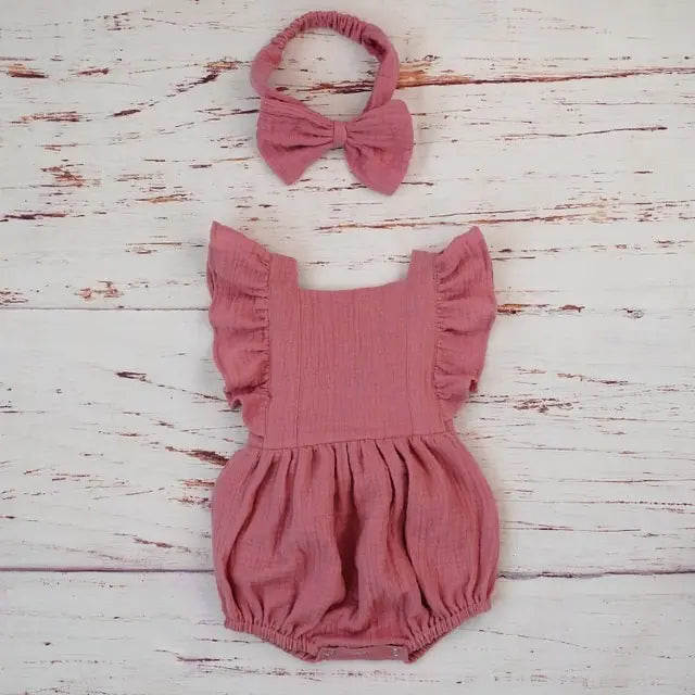Pretty Organic Cotton Summer Playsuit for Girls