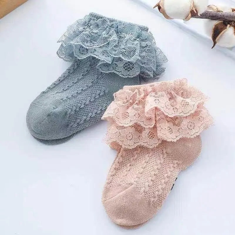 Ruffled Lace Ankle Socks for Girls