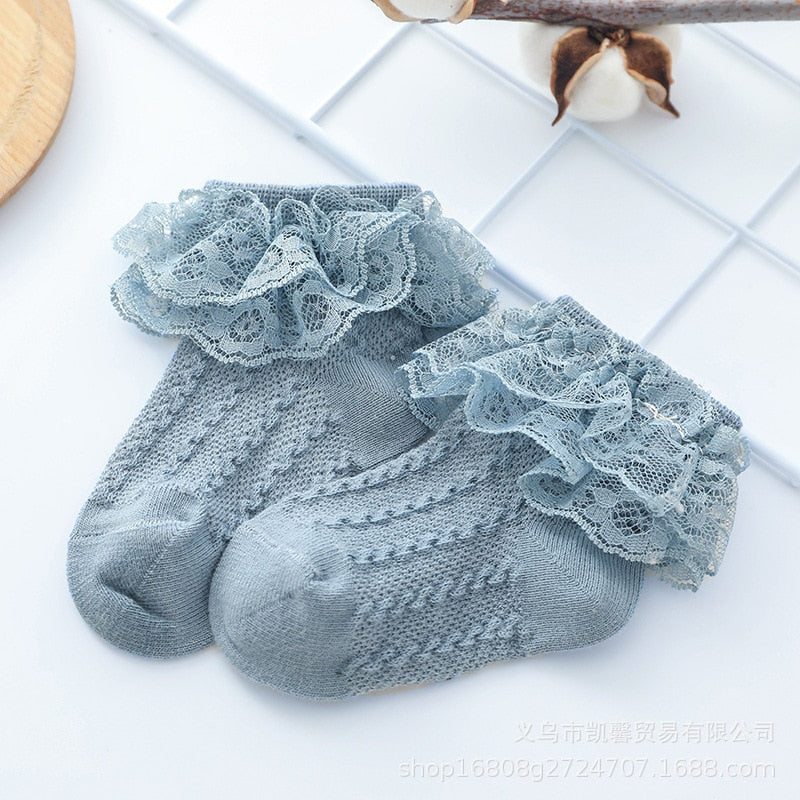Ruffled Lace Ankle Socks for Girls