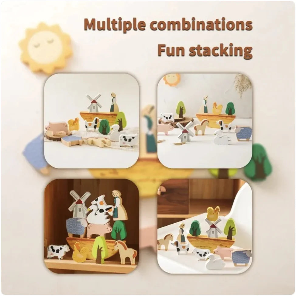 Children's Farm Animal Puzzle Stacking Blocks