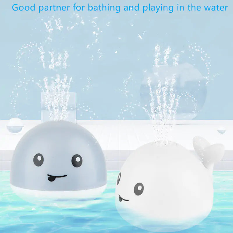 Baby Shower Whale Induction Water Spray Toy – White & Grey