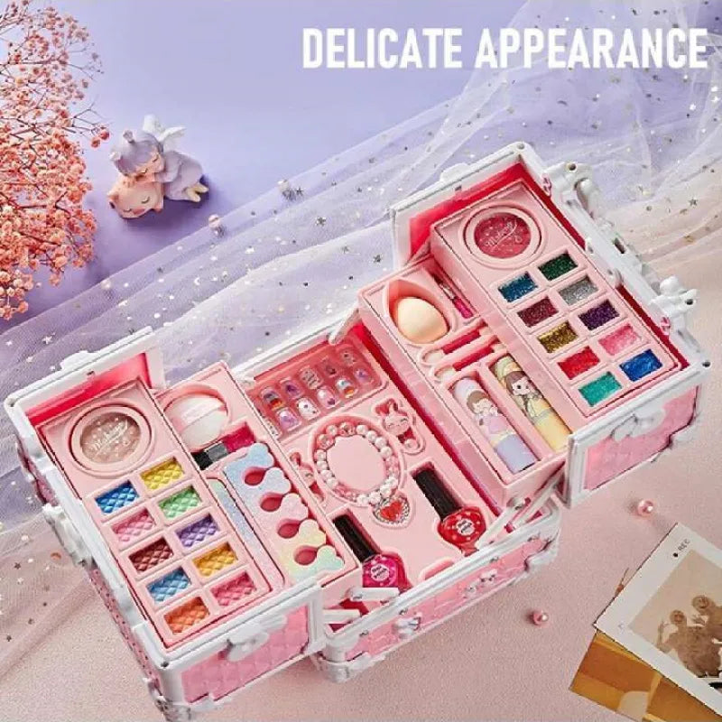Children's Cosmetics Makeup Set Portable Box Simulation Nail Polish Play House Girl's Gift
