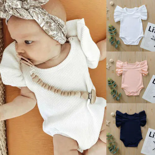 Soft Ruffled Sleeve Baby Girl Bodysuit