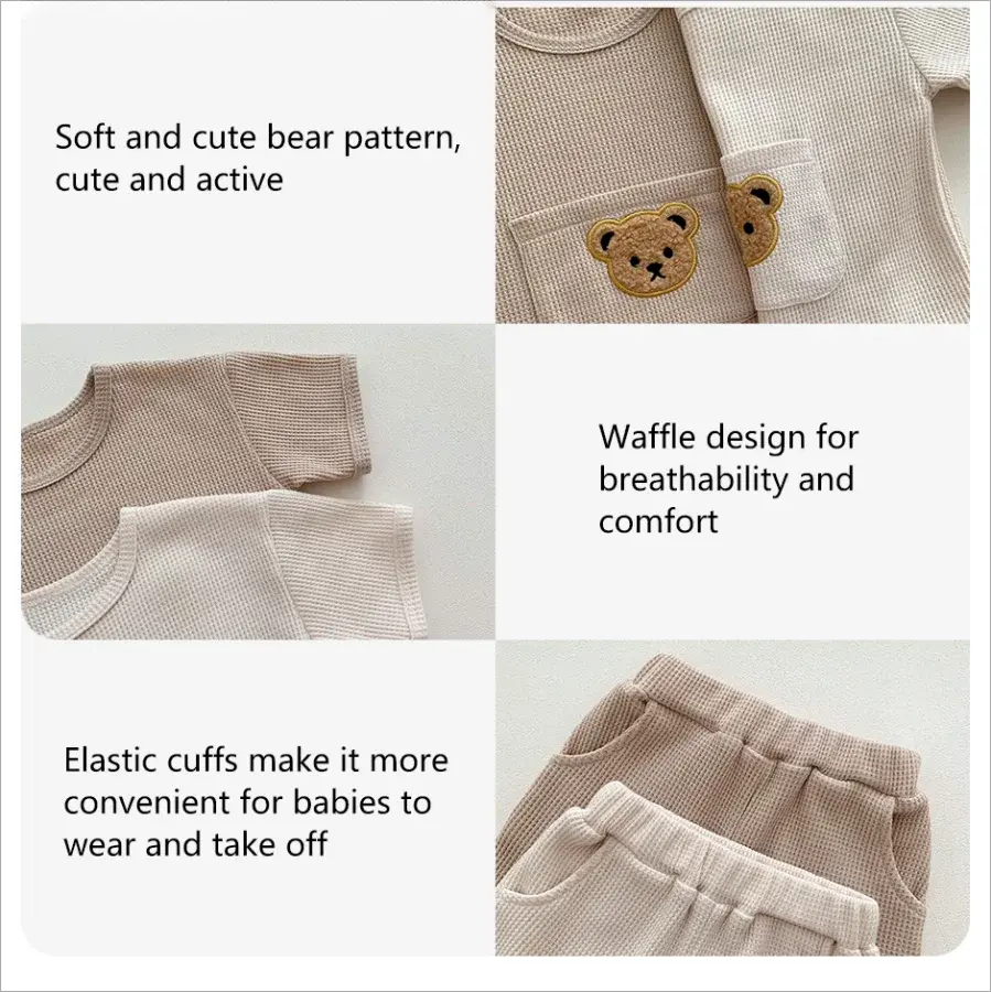 Bear Waffle Texture Toddler Comfort Set