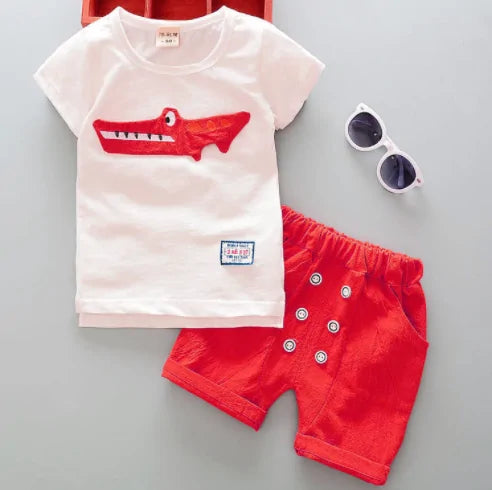 Summer Boys' Crocodile Print 2-Piece Outfit