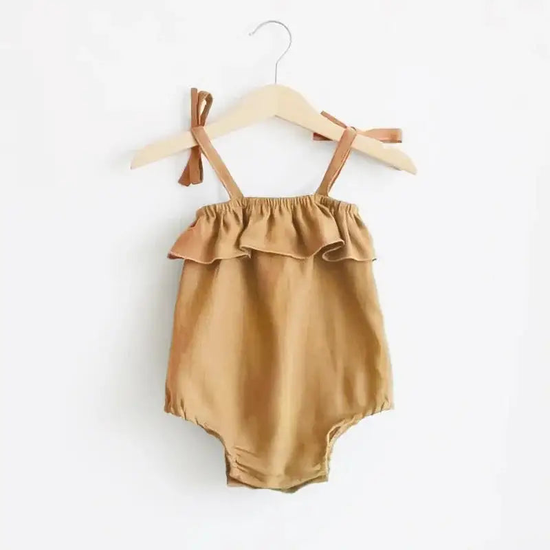 Ruffle-Trimmed Solid Colour Summer Romper