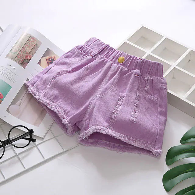 Girls Rustic Denim Shorts – Available in 6 Solid Colors