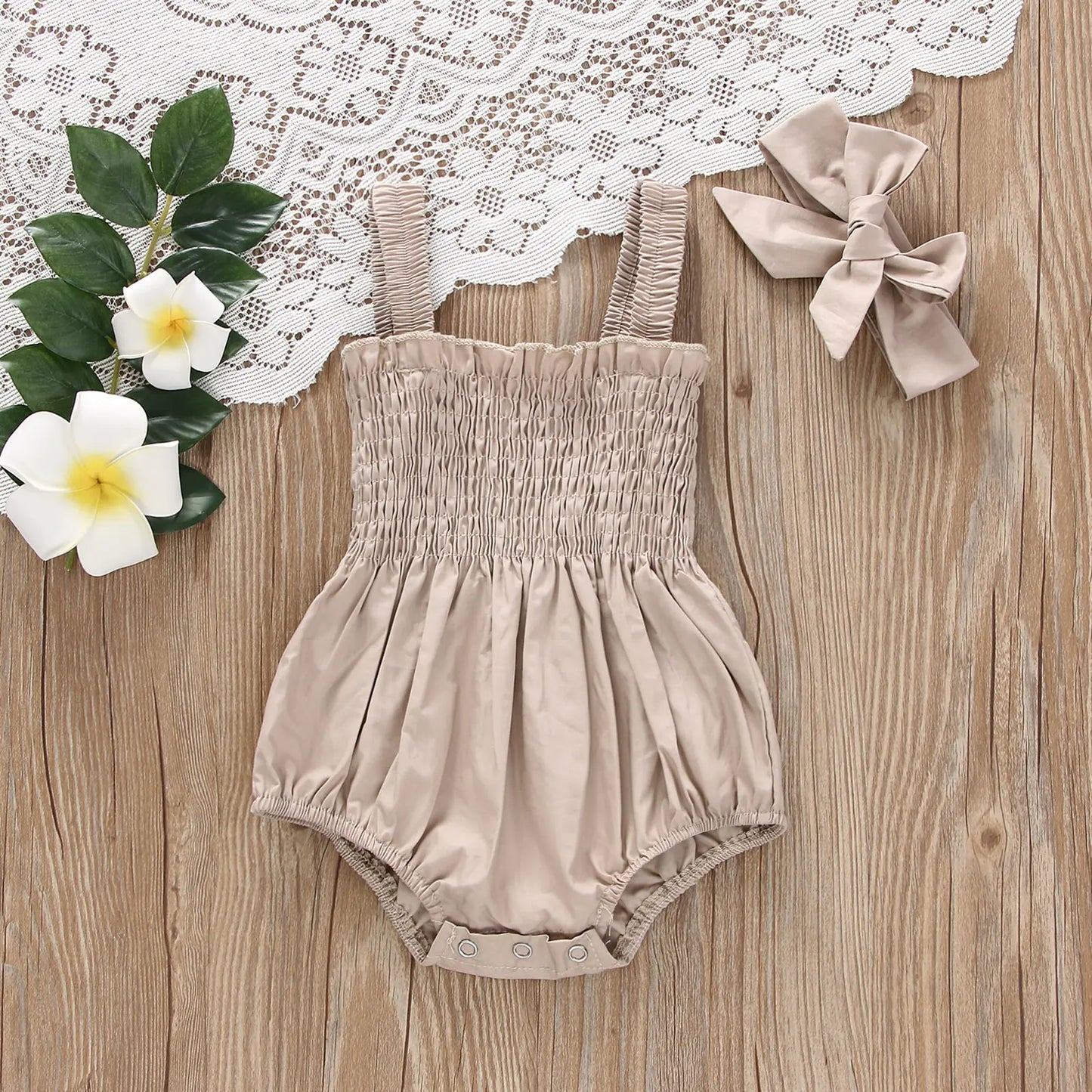 Sweet Summer Jumpsuit and Bow Set for Girls