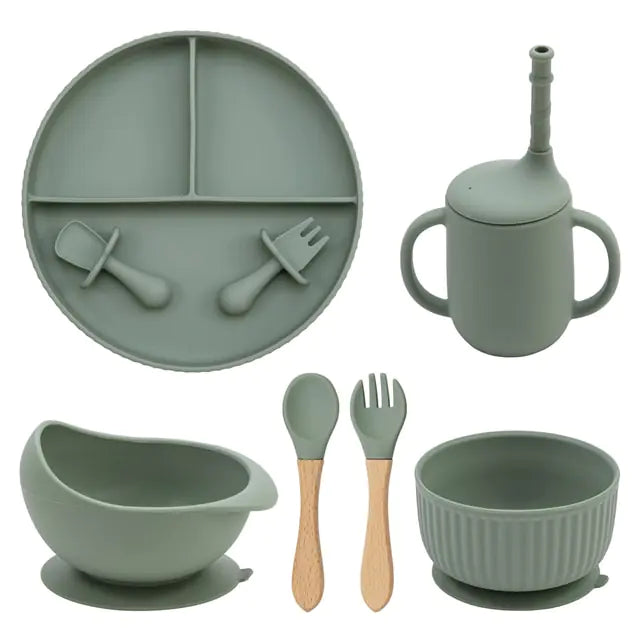 Baby Weaning Silicone Plate Bowl Set with Utensils and Cup