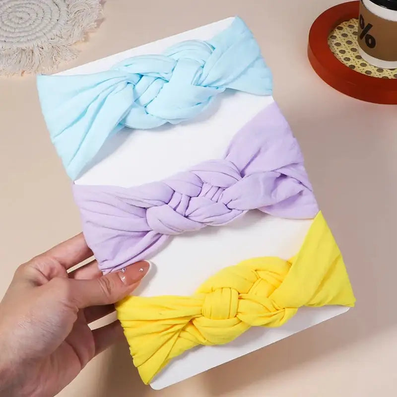 3-Piece Cable Knit Baby Headbands Set for Girls