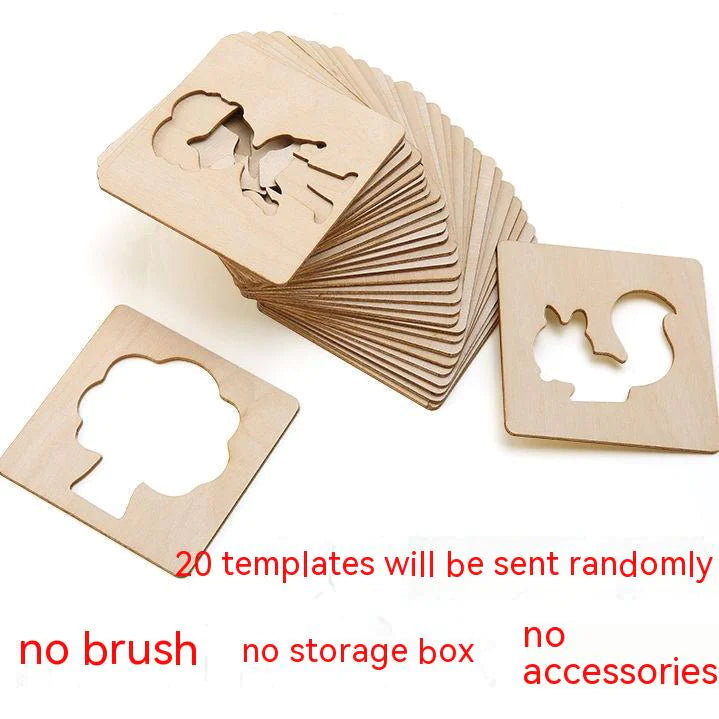 Wooden Drawing Template Set – 20-Piece Creative Art Kit for Kids