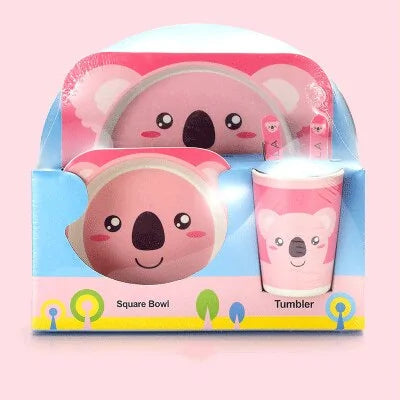Children's Eco-Friendly Bamboo Fiber Dish Set with Cartoon Designs