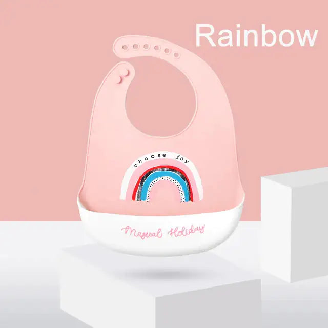 Silicone Baby Bib with Adjustable Neck Strap