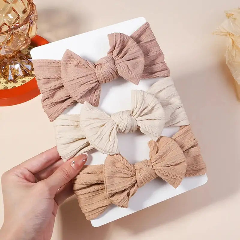 3-Piece Cable Knit Baby Headbands Set for Girls