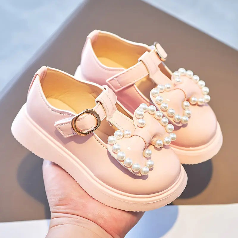 Pearl Bow Princess Shoes – Elegant and Comfortable Footwear for Little Girls