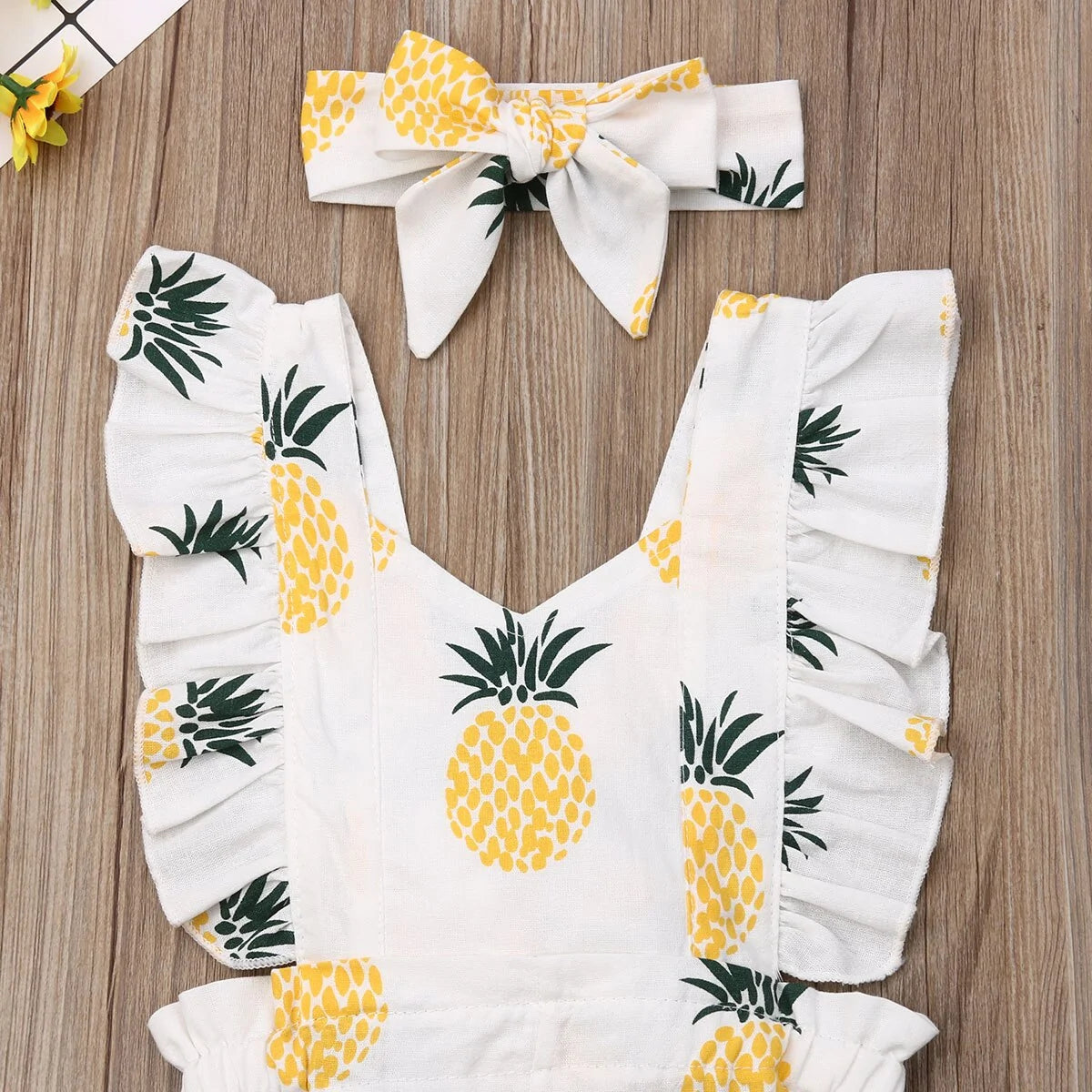 Tropical Vibes Pineapple Romper Set for Girls