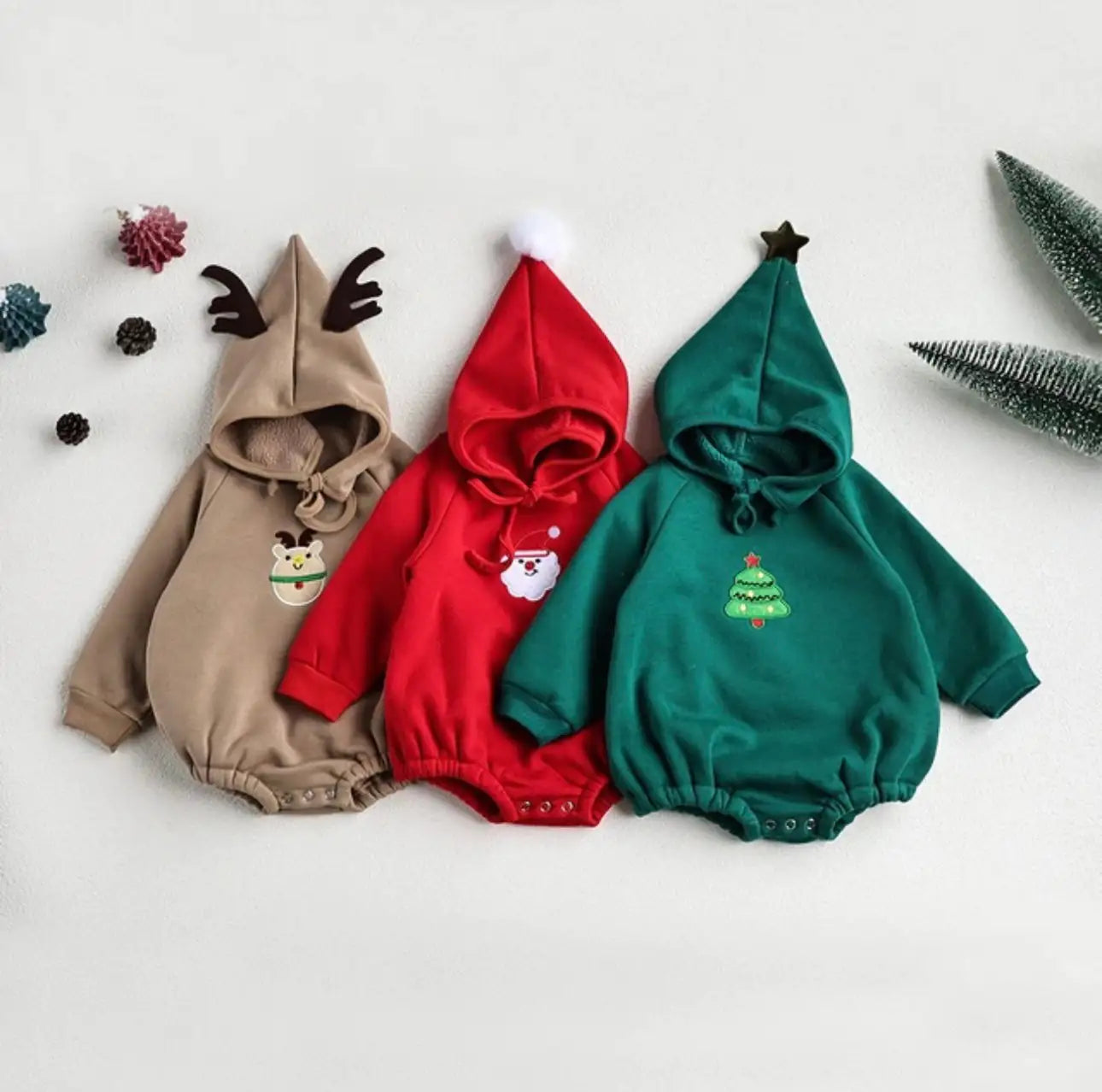 Festive Santa Clause Baby Romper and Hat