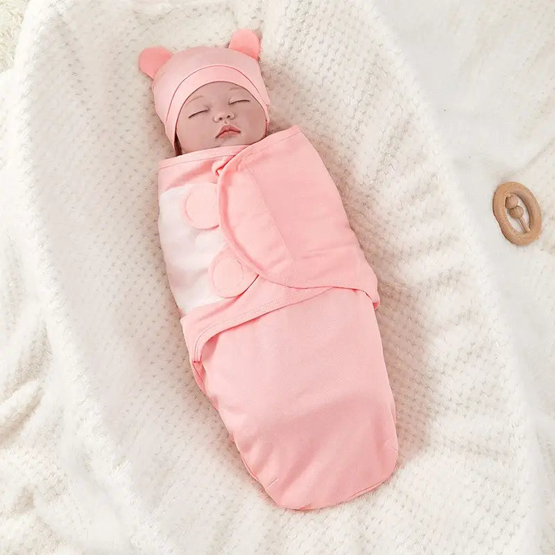 Cotton Baby Swaddle Blanket and Hat Set – Soft, Breathable, and Adorable Newborn Essentials (0-3 Months)