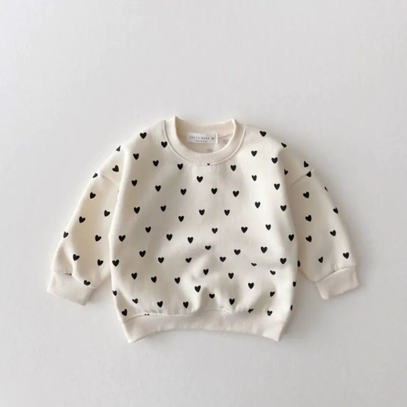 MILANCEL Full Heart Baby Clothing Set – Soft Cotton Long Sleeve Top & Pants