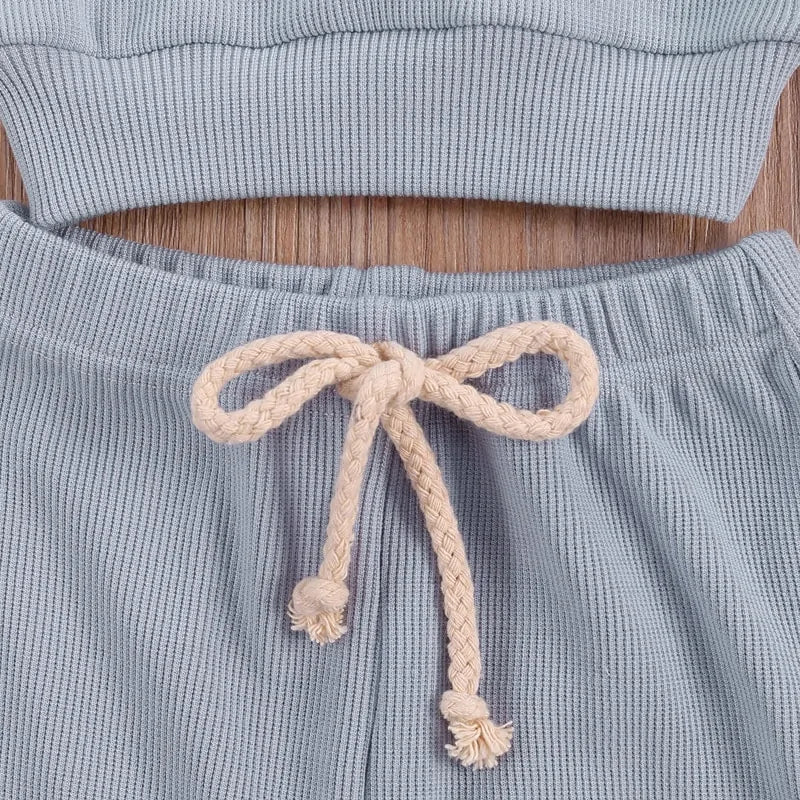 Newborn Baby Clothes Set with Rainbow Embroidery Top and Drawstring Pants
