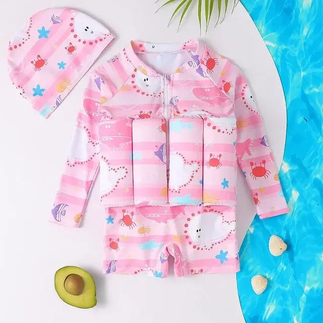 Splash & Play: Cartoon Float Rash Guard Swimsuit