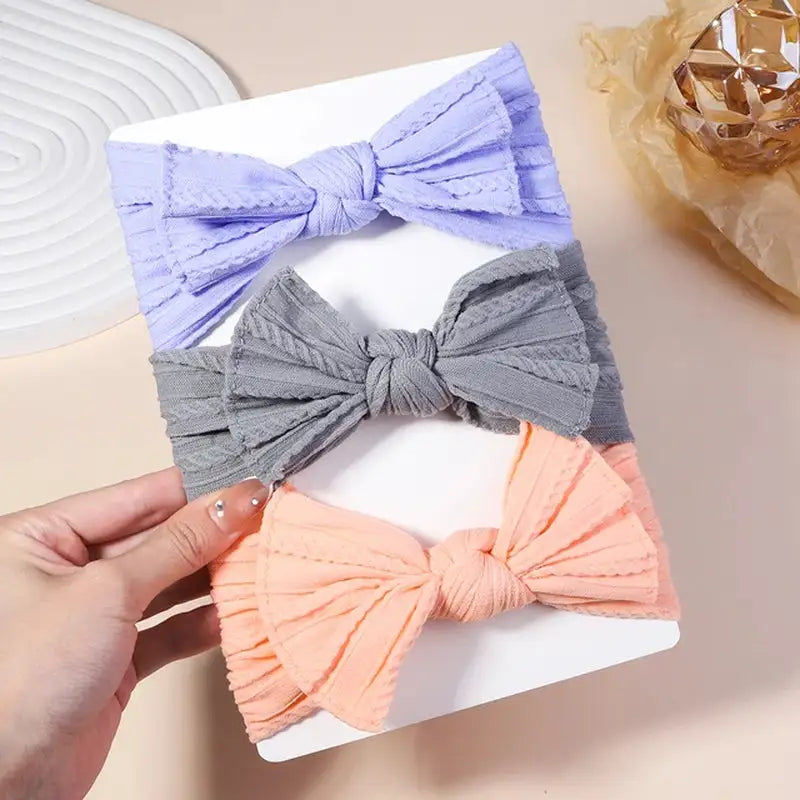 3-Piece Cable Knit Baby Headbands Set for Girls