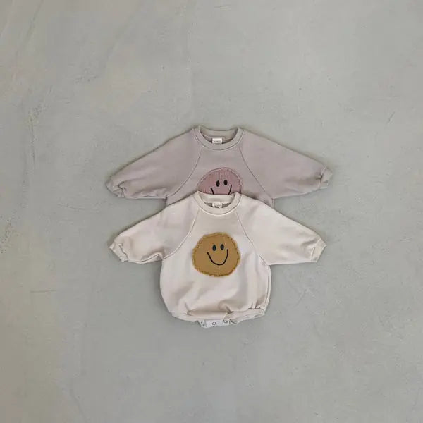 Smiley Face Cozy Cotton Romper for Baby