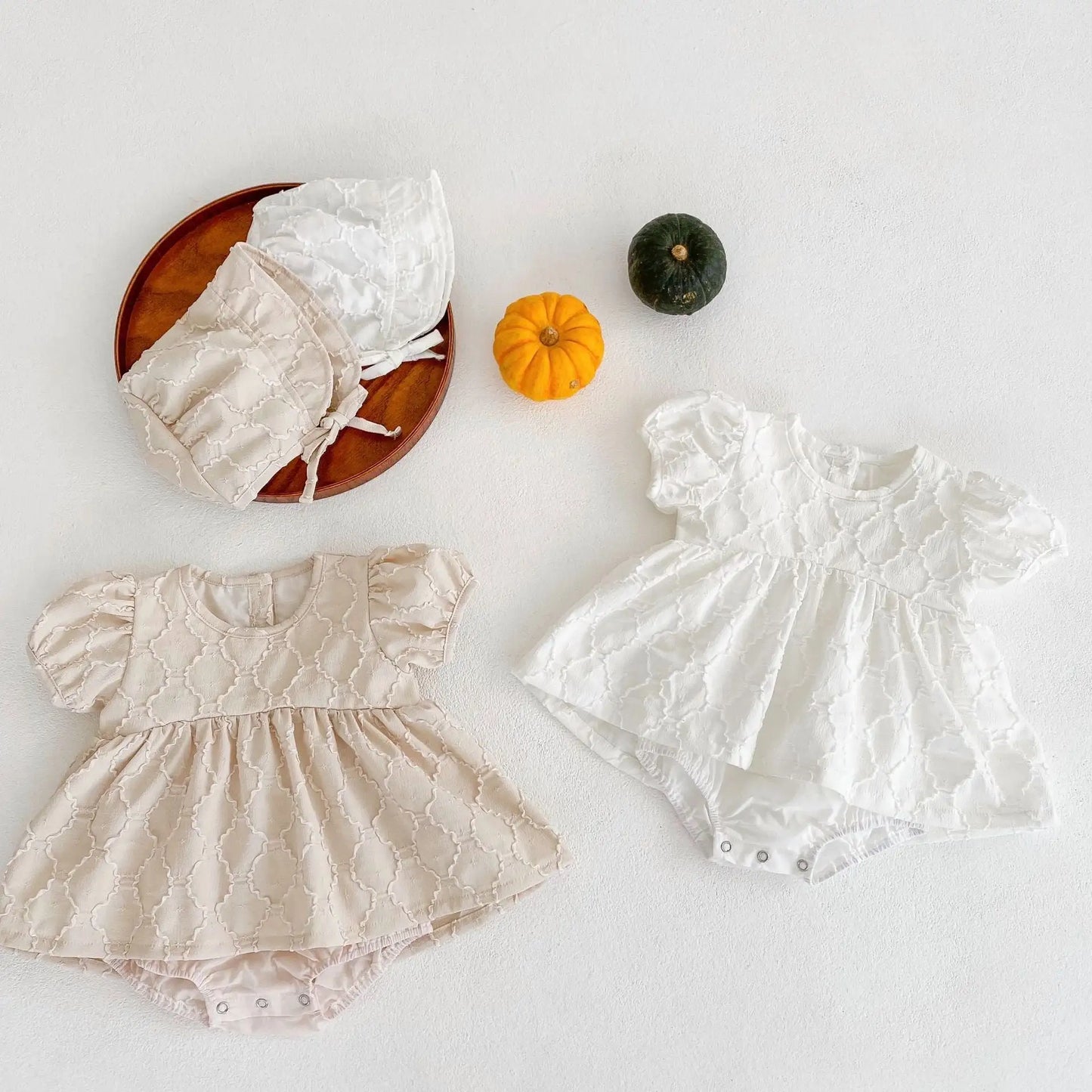 Royal Elegance Jacquard Bubble Short Sleeve Romper