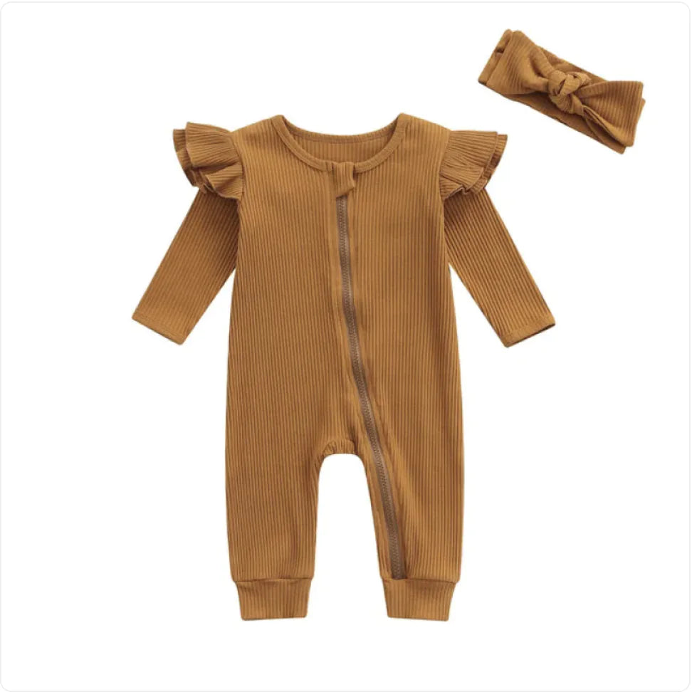 Premium Cotton Baby Romper with Matching Headband