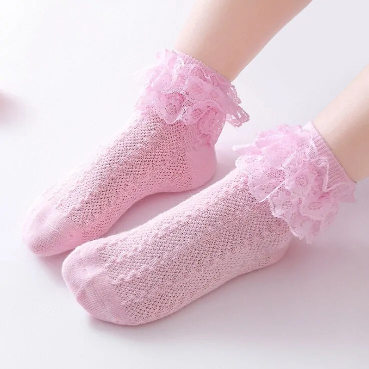 Ruffled Lace Ankle Socks for Girls