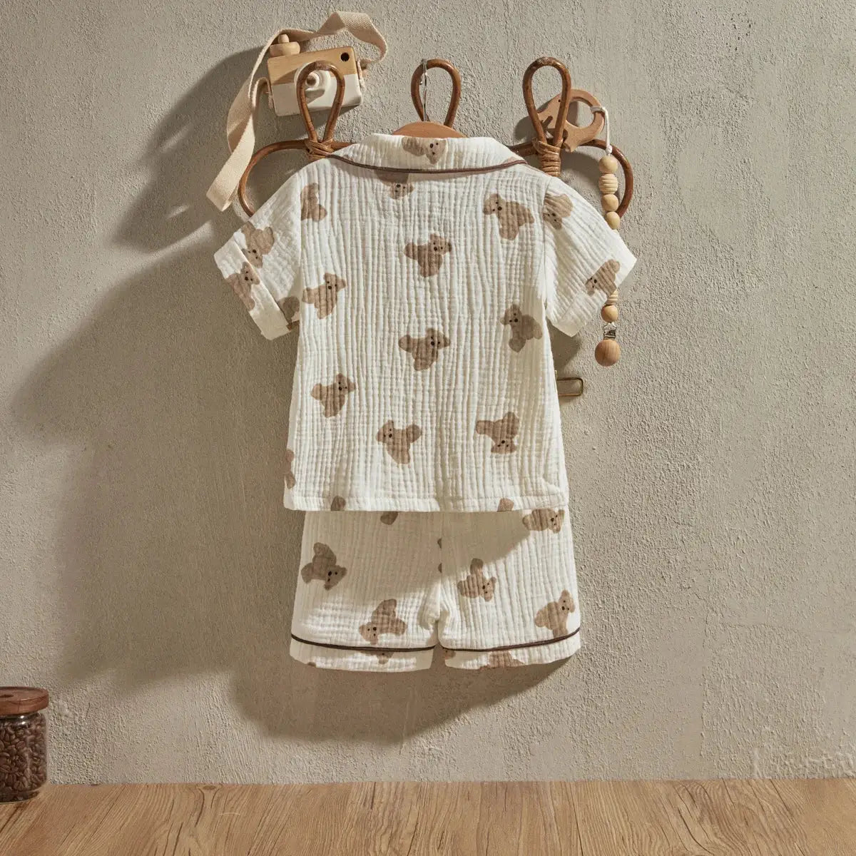 Cartoon Bear Print Sleepwear Set for Kids (1-6 Years) – Comfortable and Fun Bedtime Wear