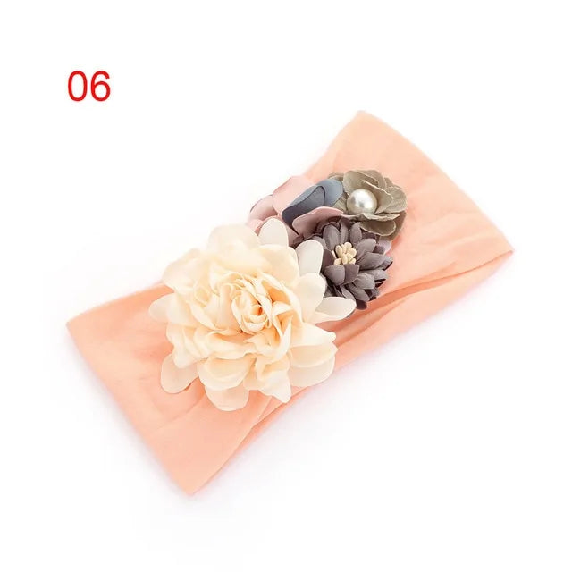 Soft Floral Bow Headband for Little Girls