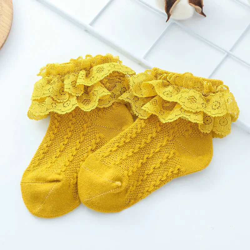 Ruffled Lace Ankle Socks for Girls