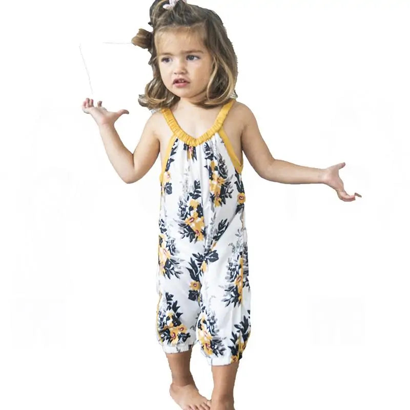 Sleeveless Yellow Floral Play Romper
