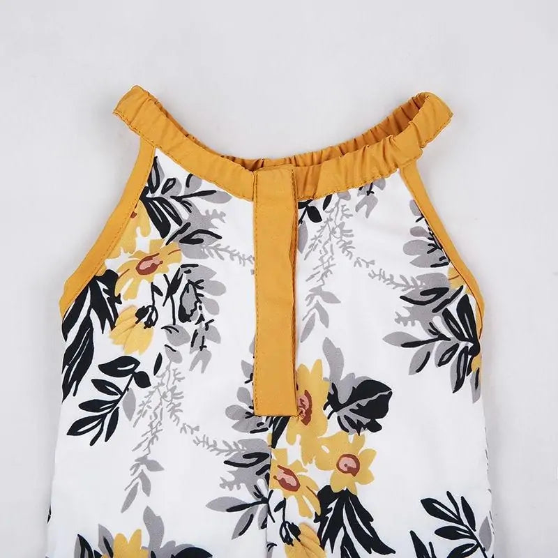 Sleeveless Yellow Floral Play Romper