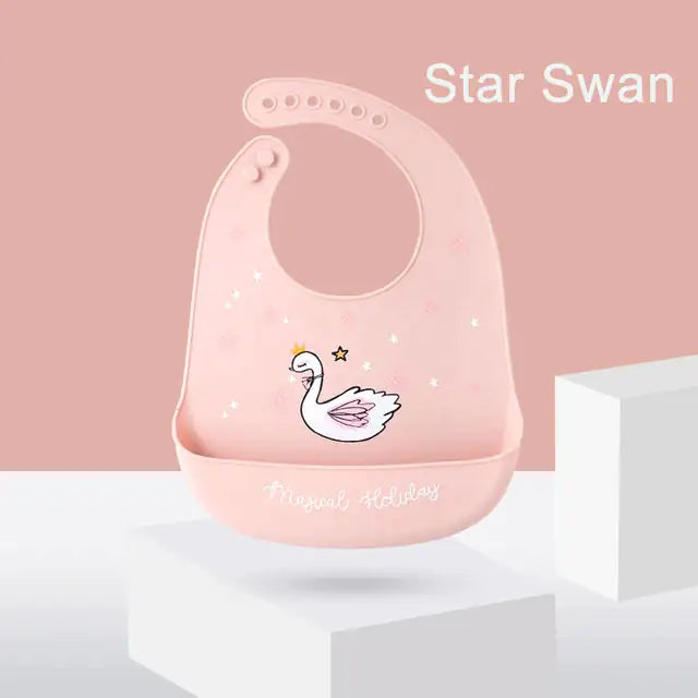 Silicone Baby Bib with Adjustable Neck Strap