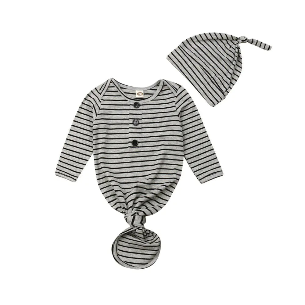 Newborn Baby Sleeper Nightgown with Matching Hat