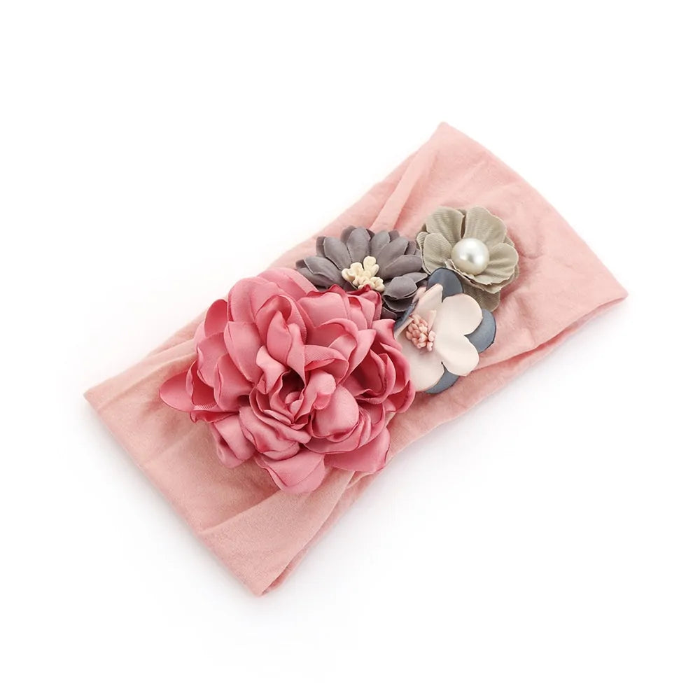 Soft Floral Bow Headband for Little Girls