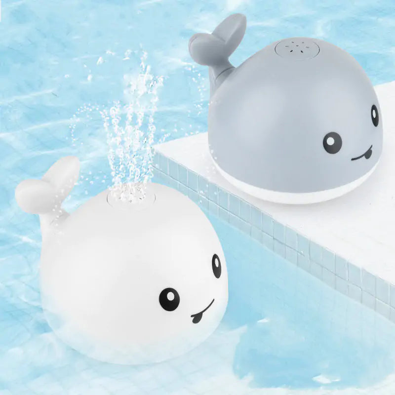 Baby Shower Whale Induction Water Spray Toy – White & Grey