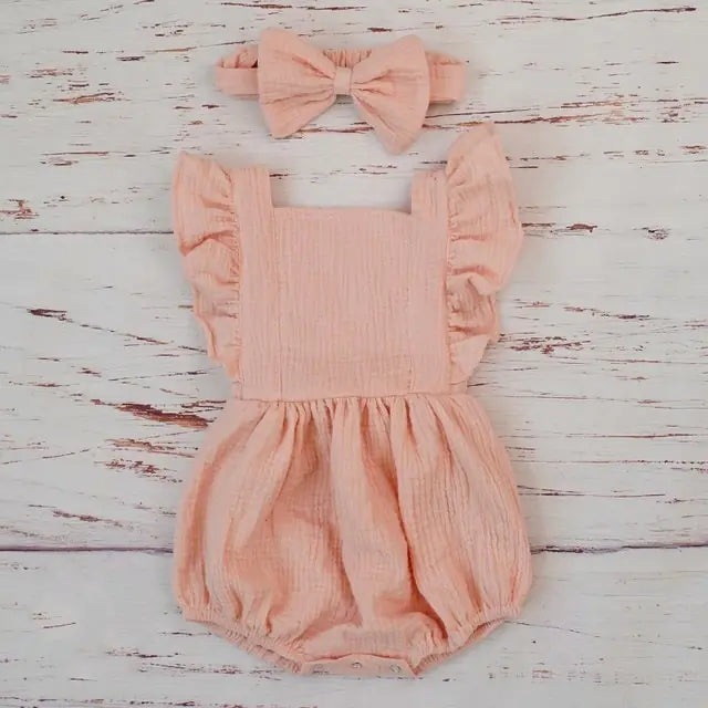Pretty Organic Cotton Summer Playsuit for Girls