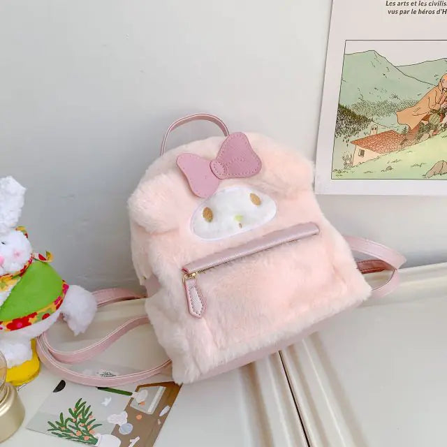 Cotton Plush Furry Backpack – Adorable Sanrio Characters for Kids
